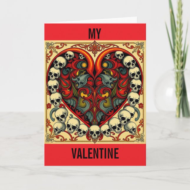 Cartão De Festividades  Skull and Heart valentine's card (Frente)