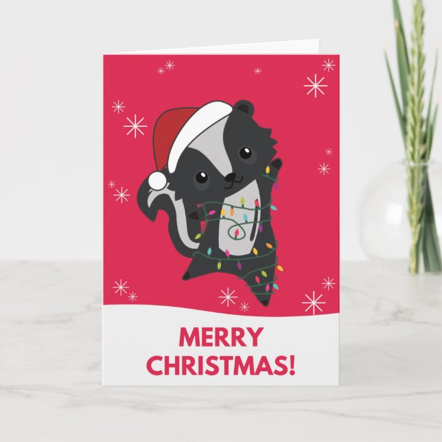 Cartão De Festividades Skunk Christmas Skunks Winter Animal Holiday Card (Frente)