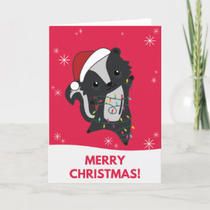 Cartão De Festividades Skunk Christmas Skunks Winter Animal Holiday Card