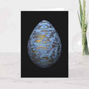 Cartão De Festividades Sky Blue Egg With Swirls of Gold
