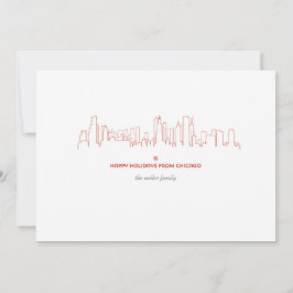 Cartão De Festividades Skyline do feriado de Chicago - com envelope de