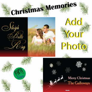 Cartão De Festividades Sleigh Bels Anel 🎅 Flocos de Neve Papais noeis Na