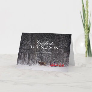 Cartão De Festividades Sleigh Rides Through A Snowy Forest