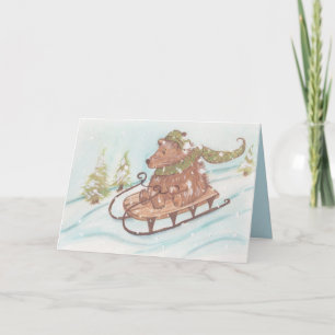 Cartão De Festividades Sleigh Riding Holiday Bear