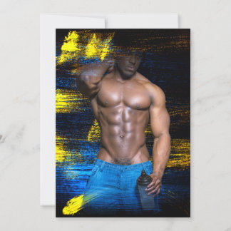 Cartão De Festividades SlipperyJoe homem musculoso negro sexy sem camisa
