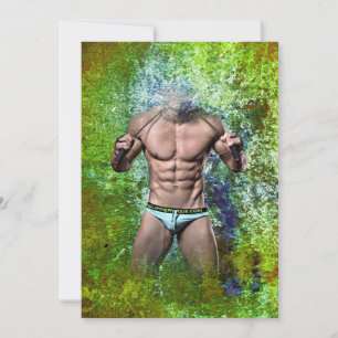 Cartão De Festividades SlipperyJoe's homem adulto altamente musculoso sem
