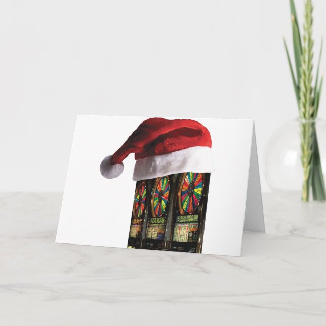 Cartão De Festividades Slots de Natal em Vegas (Frente)
