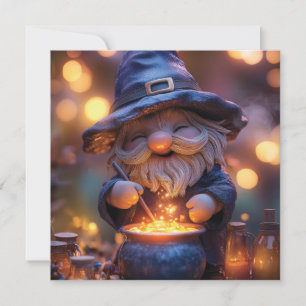 Cartão De Festividades Smiling Gnome Stirring Magic Pote