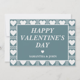 Cartão De Festividades Smoky Teal Geometric Hearts Valentine’s Gift