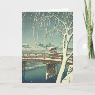 Cartão De Festividades Snow At Edo River Hasui Kawase Winter Art Scenery