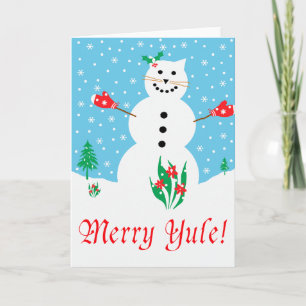 Cartão De Festividades "Snow Cat" Merry Yule Greeting Card