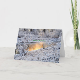 Cartão De Festividades Snow forest lake Merry Christmas Card