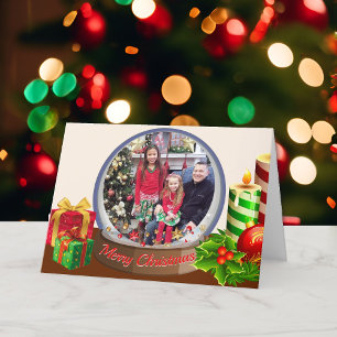 Cartão De Festividades Snow Globe Christmas Family Kids Photo Holiday