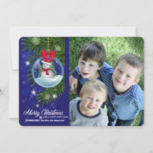 Cartão De Festividades Snow Globe Snowman Photo Holiday Card