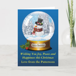Cartão De Festividades Snow Man in a Snow Globe
