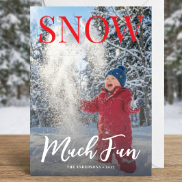 Cartão De Festividades Snow Much Fun Winter Holiday Family Photo