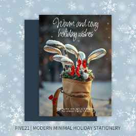 Cartão De Festividades Snowboard Golf Winter Season Deseja ・ Marinho Blue