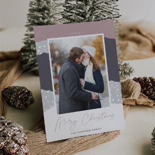 Cartão De Festividades Snowdrift   Colorblock Foto Vertical Natal