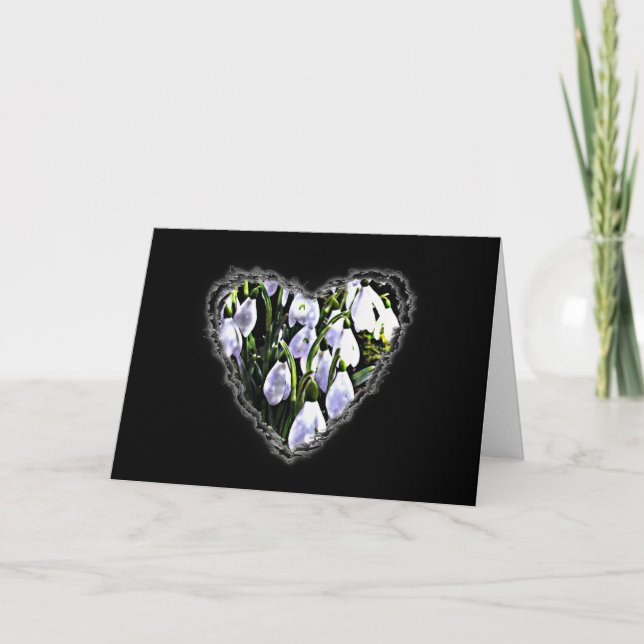 Cartão De Festividades Snowdrop Heart Namorados Love Romance Card (Frente)