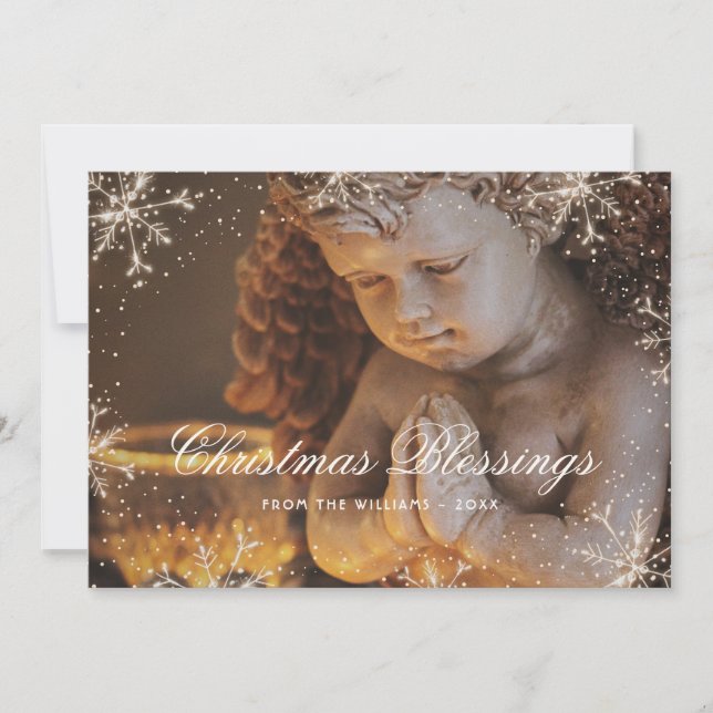 Cartão De Festividades Snowflake Botanical Christmas Blessings Card (Frente)