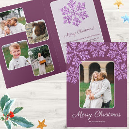 Cartão De Festividades Snowflake Plum Bling Trendy Script Chic 5 Foto