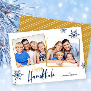 Cartão De Festividades Snowflakes 2 Fotos Feliz Hanukkah