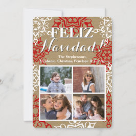 Cartão De Festividades Snowflakes Artesanato de Natal 4 Foto Feliz Navida