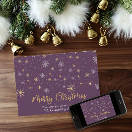 Cartão De Festividades Snowflakes Burgundy Feliz Natal Negócios