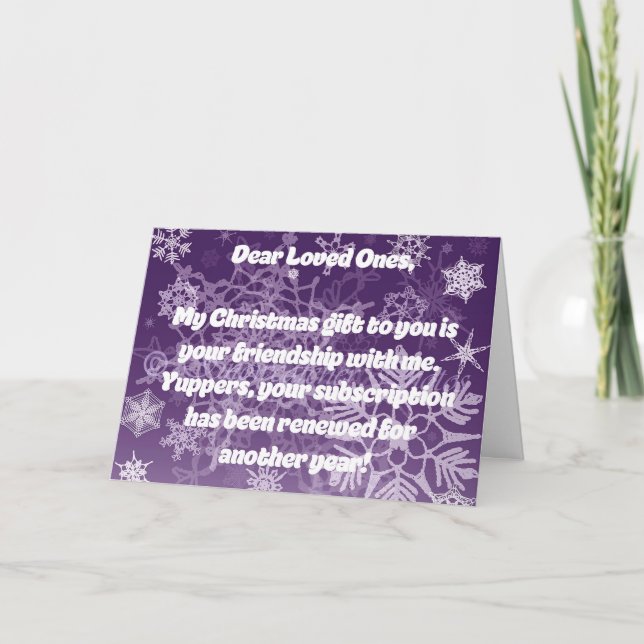 Cartão De Festividades Snowflakes on Purple Snarky Christmas Card (Frente)