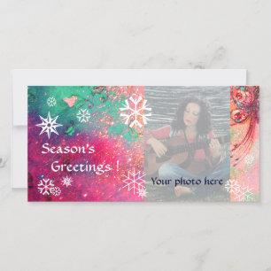 Cartão De Festividades SNOWFLAKS cor-de-rosa,fúcsia,verde,branco