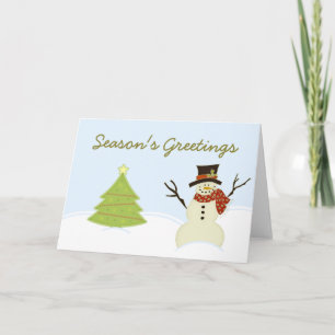 Cartão De Festividades Snowman and Tree Christmas Card