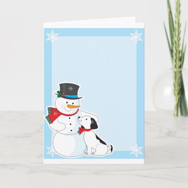 Cartão De Festividades Snowman Background (Frente)