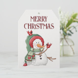 Cartão De Festividades Snowman Cardinal Bird Winter Christmas