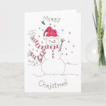 Cartão De Festividades Snowman Christmas<br><div class="desc">Cartão personalizado com uma ilustração original de Carol F. Creme.</div>