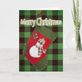 Cartão De Festividades Snowman Christmas Stocks Buffalo Xadrez