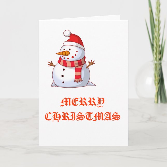 Cartão De Festividades Snowman Com Chapéu E Scarf (Frente)