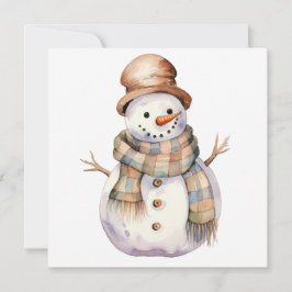 Cartão De Festividades Snowman com o Natal do Brown Hat