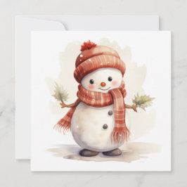 Cartão De Festividades Snowman com o Natal do Red Hat