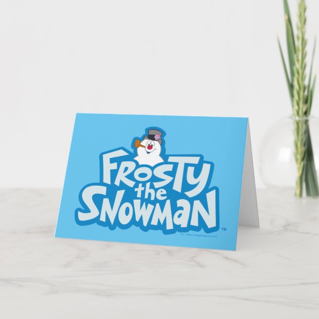 Cartão De Festividades Snowman™ congelado | Logotipo empilhado congelado (Frente)