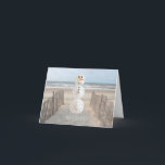 Cartão De Festividades Snowman de dólar de areia<br><div class="desc">Cartão de Natal Tropical...  Que Neve Em Outro Lugar.</div>