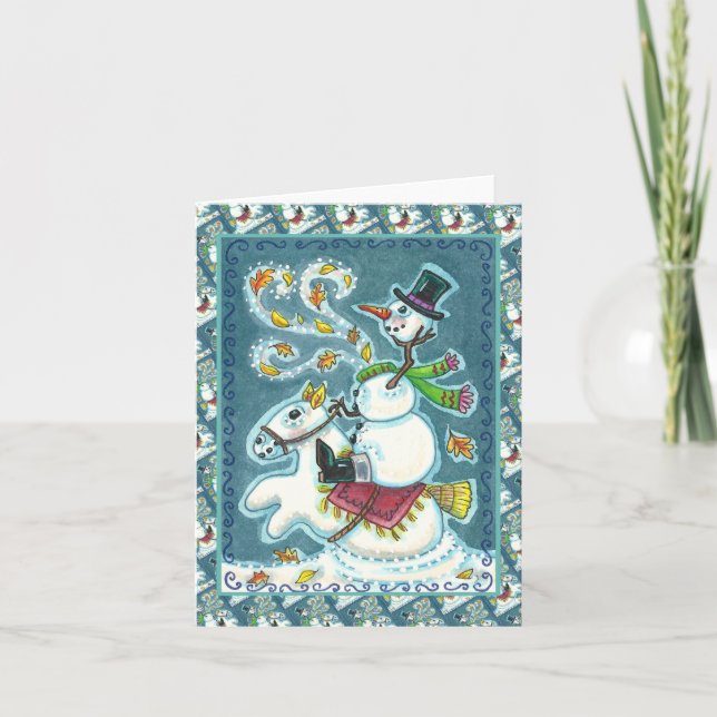 Cartão De Festividades SNOWMAN DE HORSEMÃ INOXIDÁVEL, XMAS / Vazio DE HAL (Frente)