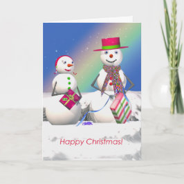 Cartão De Festividades Snowman de Natal Abre Presentes