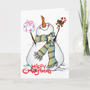 CARTÃO DE FESTIVIDADES SNOWMAN DESEJA NATAL FELIZ/ANO NOVO