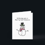 Cartão De Festividades Snowman Desenhado à Mão de Natal<br><div class="desc">Olá,  HoopersCreations! Segure um dos nossos cartões festivos desenhados pela mão,  perfeito para a família e amigos!</div>
