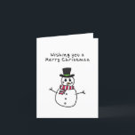 Cartão De Festividades Snowman Desenhado à Mão de Natal<br><div class="desc">Olá,  HoopersCreations! Segure um dos nossos cartões festivos desenhados pela mão,  perfeito para a família e amigos!</div>