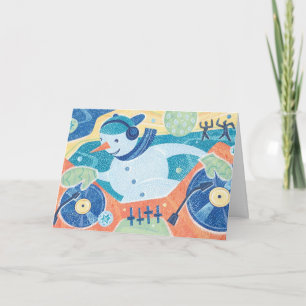 Cartão De Festividades Snowman DJ Christmas Dance Party