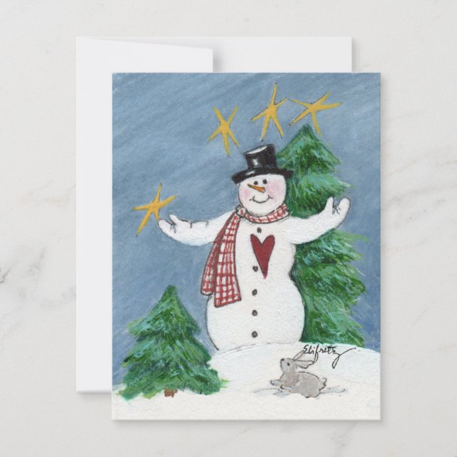 Cartão De Festividades Snowman em Tophat diz Welcome Christmas Holiday C (Frente)