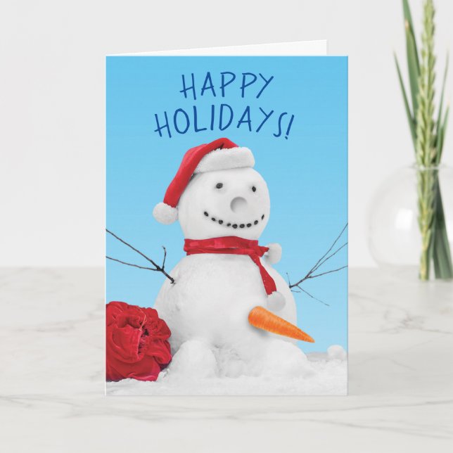 Cartão De Festividades Snowman Engraçado Com Cenoura Deslocada (Frente)