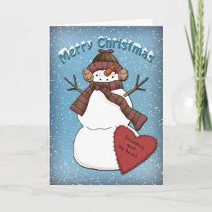 Cartão De Festividades Snowman engraçado com chapéu e cachecol