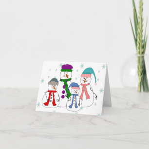 Cartão De Festividades Snowman Family Snowmen Crianças Neve Arte Imaginos